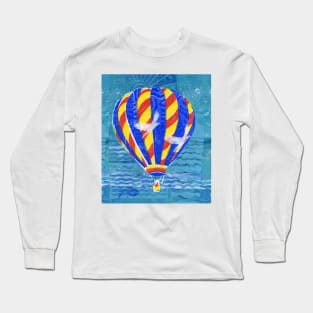 Hot Air Balloon with White  Birds 2 Long Sleeve T-Shirt